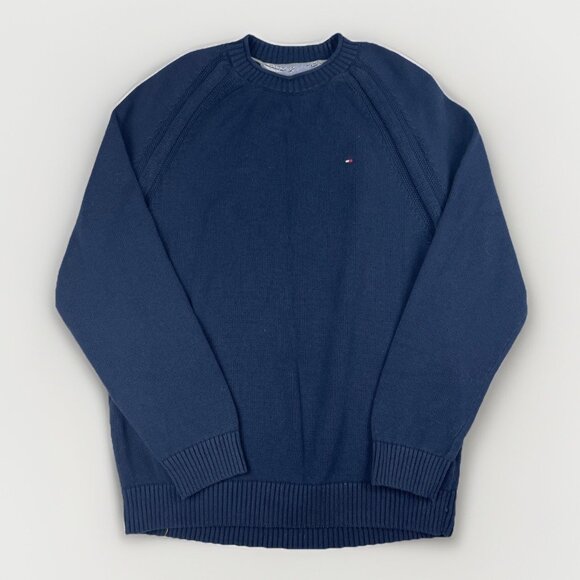 Tommy Hilfiger Navy Blue Crew Neck knitted Sweater Preppy Cotton Mens Sz XXL - Picture 1 of 16